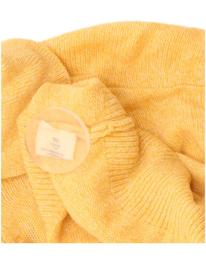 VINTAGE Pull à col polo pour homme 2XL en laine d'agneau jaune