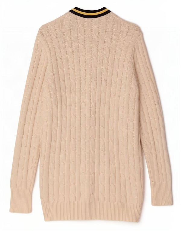 Ralph Lauren Pull Cardigan Femme UK 14 Coton Blanc Moyen