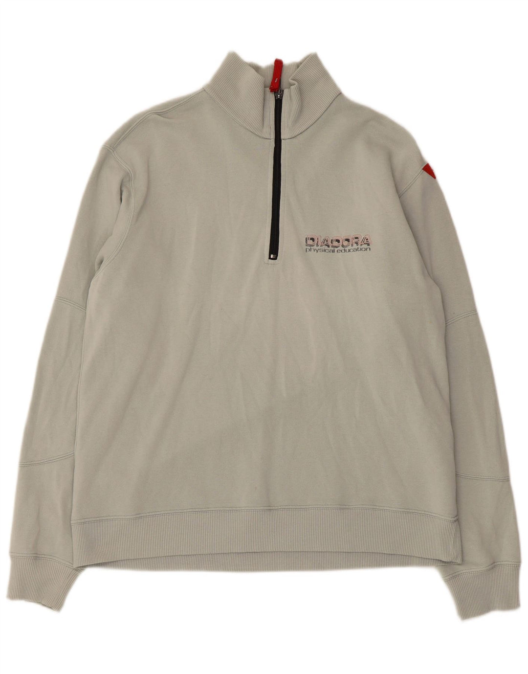 DIADORA Sweat-shirt graphique à col zippé pour hommes, grand coton gris