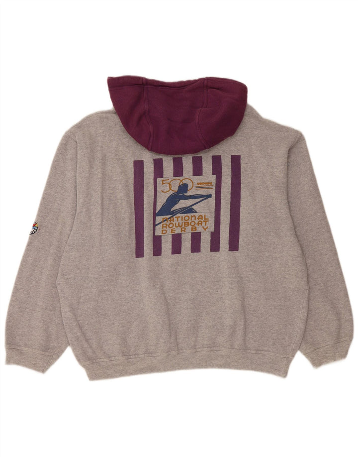 L'Equipe Pull à capuche graphique coupe ample pour femme UK 20 2XL Gris Coton