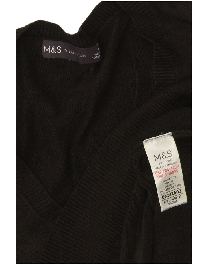 Marks & Spencer Pull col en V pour femme UK 12 Acrylique noir moyen
