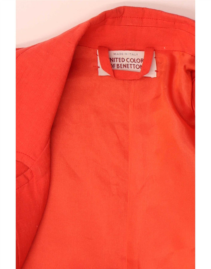 Benetton Pardessus Femme UK 14 Orange Moyen