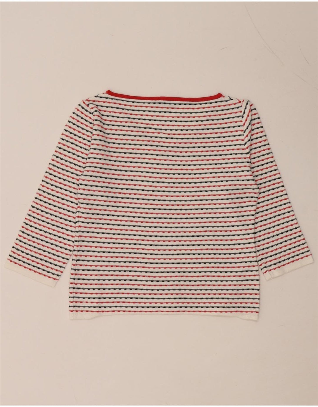 MAX & CO. Haut court pour femme à manches 3/4 UK 14 Large Viscose rayée blanche