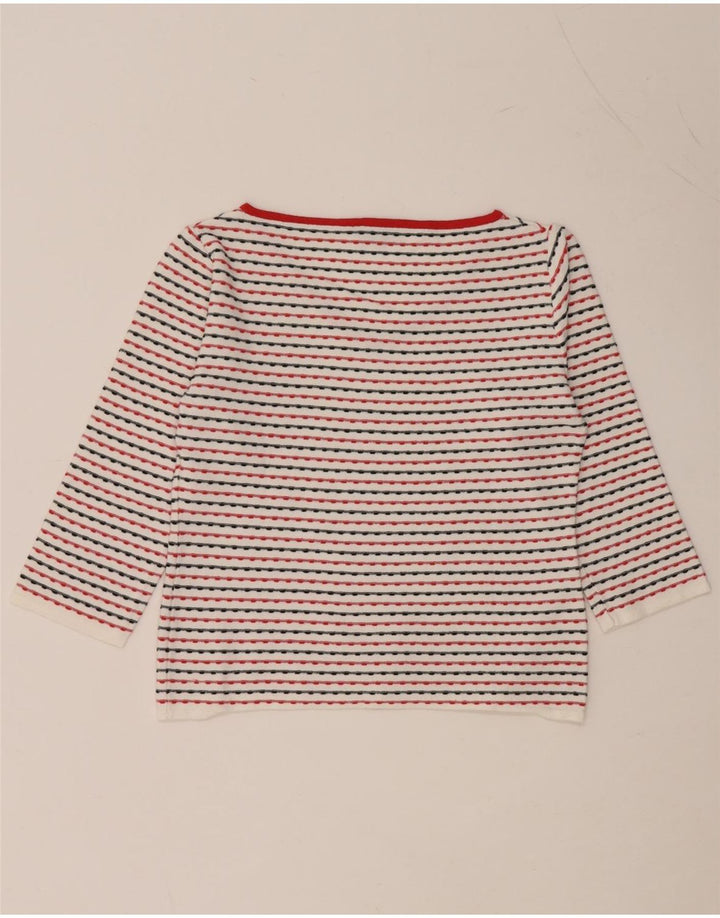 MAX & CO. Haut court pour femme à manches 3/4 UK 14 Large Viscose rayée blanche