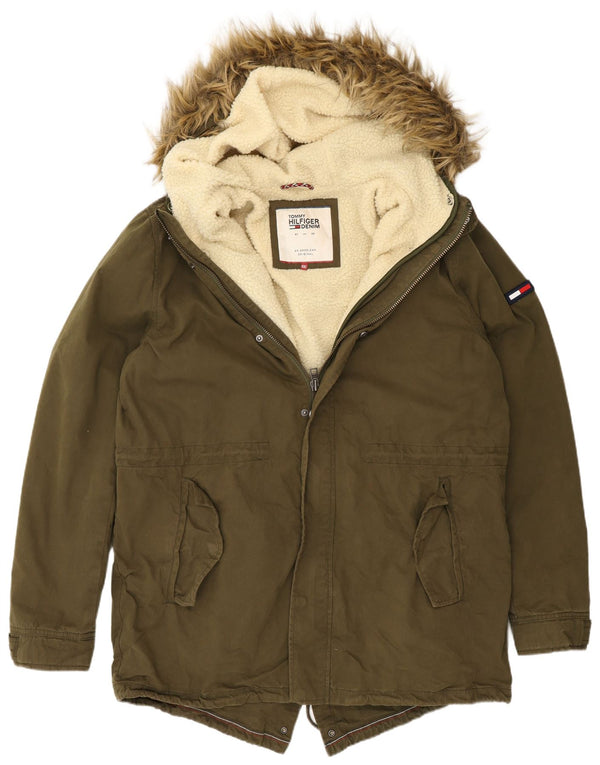 Tommy Hilfiger Parka à capuche pour homme UK 44 2XL Kaki Polyester