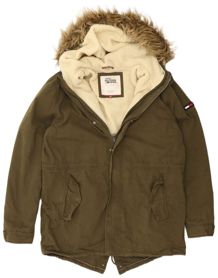 Tommy Hilfiger Parka à capuche pour homme UK 44 2XL Kaki Polyester