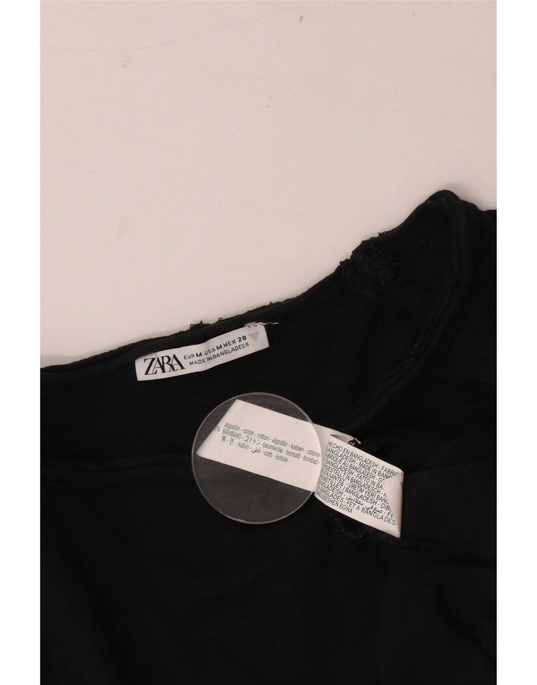 Zara Femme Haut Oversize Manches Longues UK 14 Coton Noir Moyen