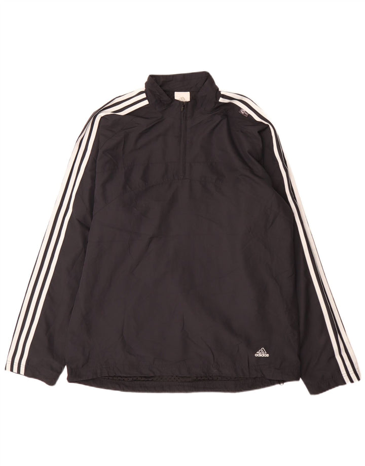 Adidas Haut de survêtement à col zippé pour homme, grand, bleu marine, sport