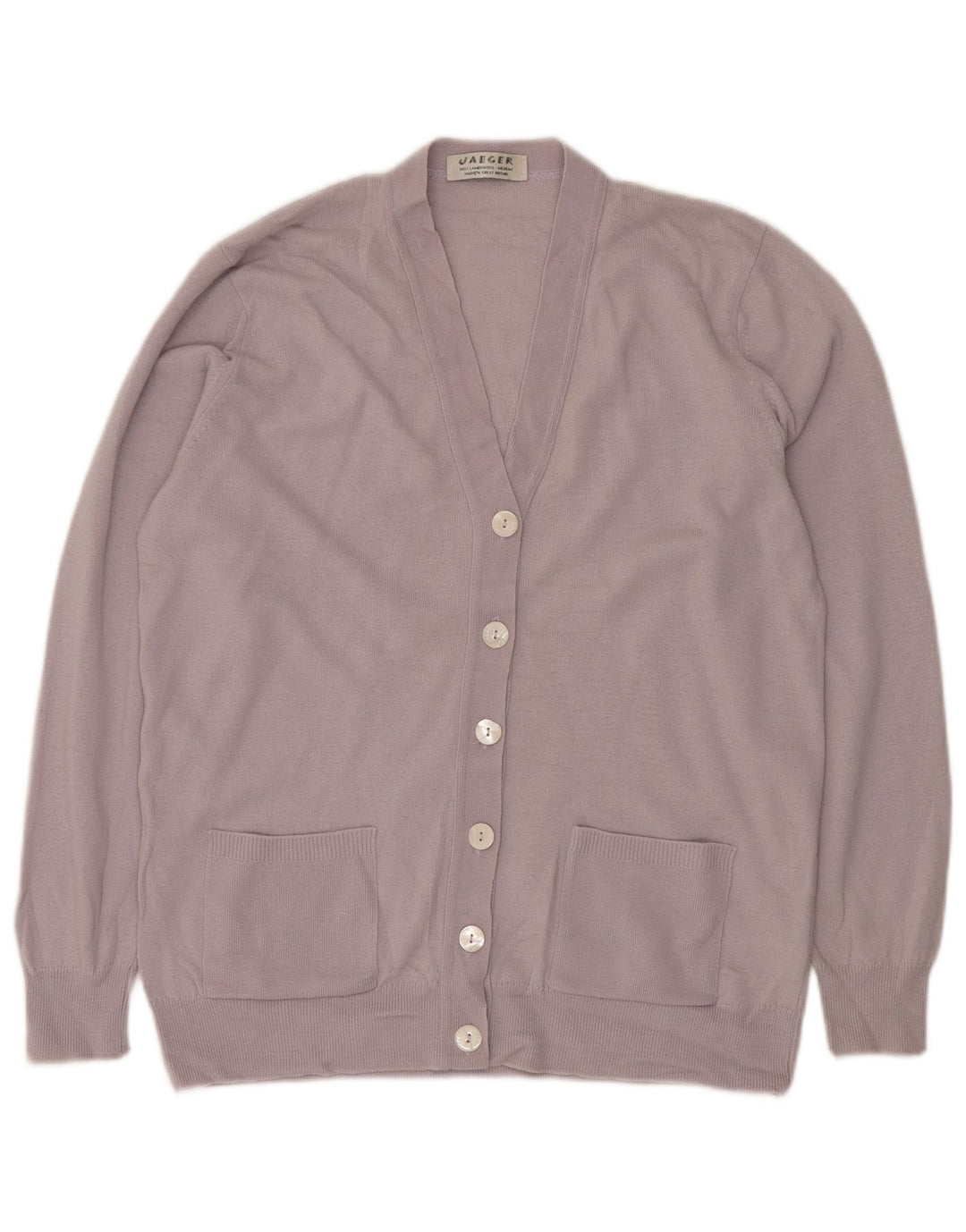Jaeger Cardigan pour femme en laine d'agneau violet moyen UK 14