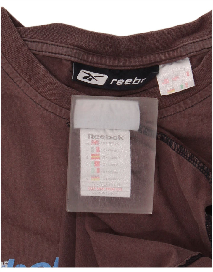 Reebok T-Shirt Graphique Homme Large Marron Coton