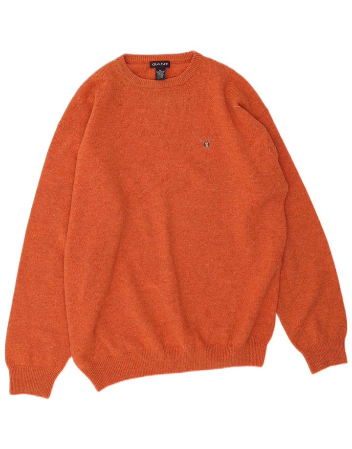 Gant Pull col rond homme XL Orange laine d'agneau