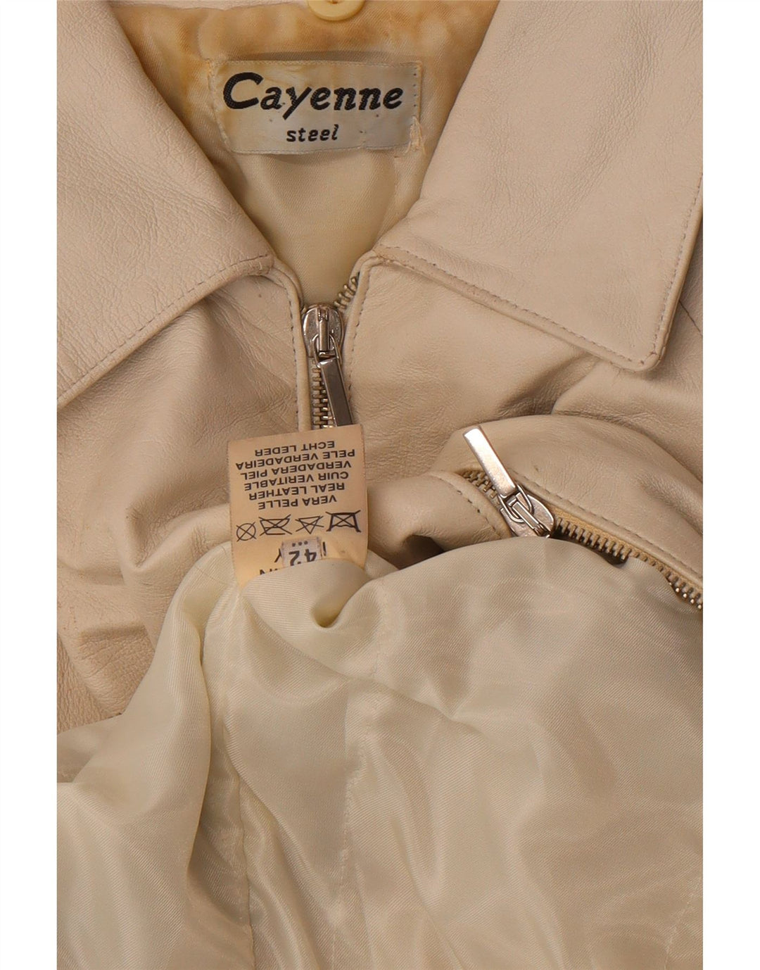 Cayenne Veste en cuir court pour femme IT 42 Cuir blanc moyen
