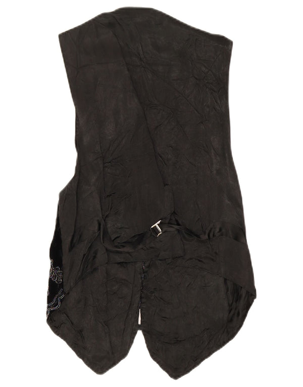 gilet femme vintage UK 10 Petit Floral Noir