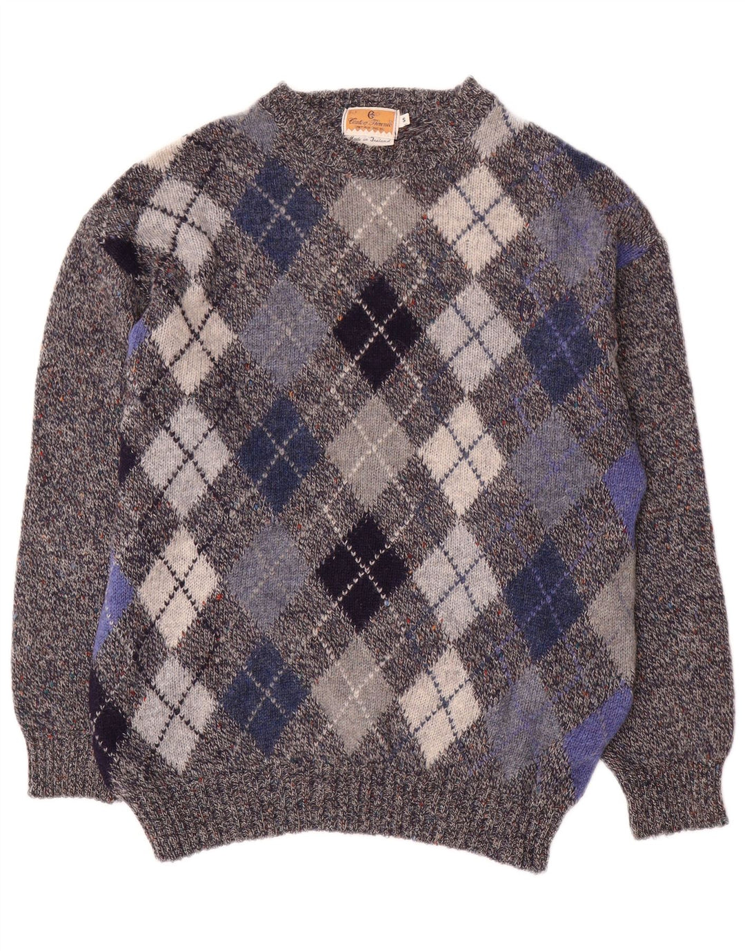 CONTE OF FLORENCE Pull col rond pour homme Petit gris Argyle/Diamant