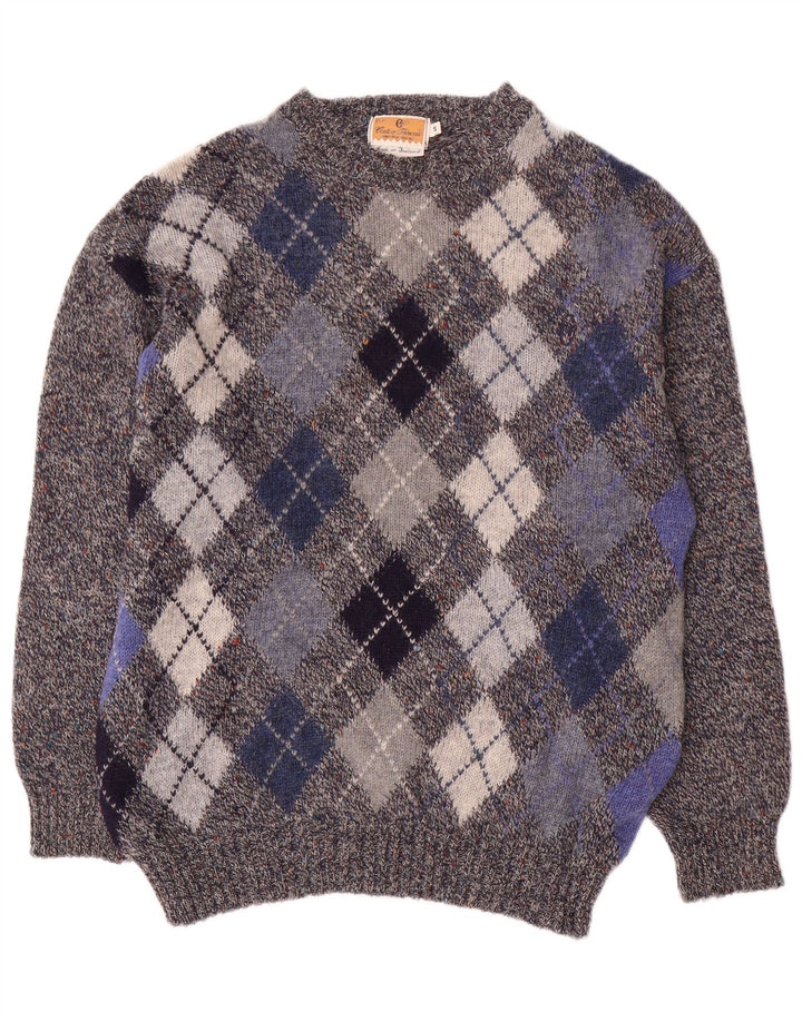 CONTE OF FLORENCE Pull col rond pour homme Petit gris Argyle/Diamant