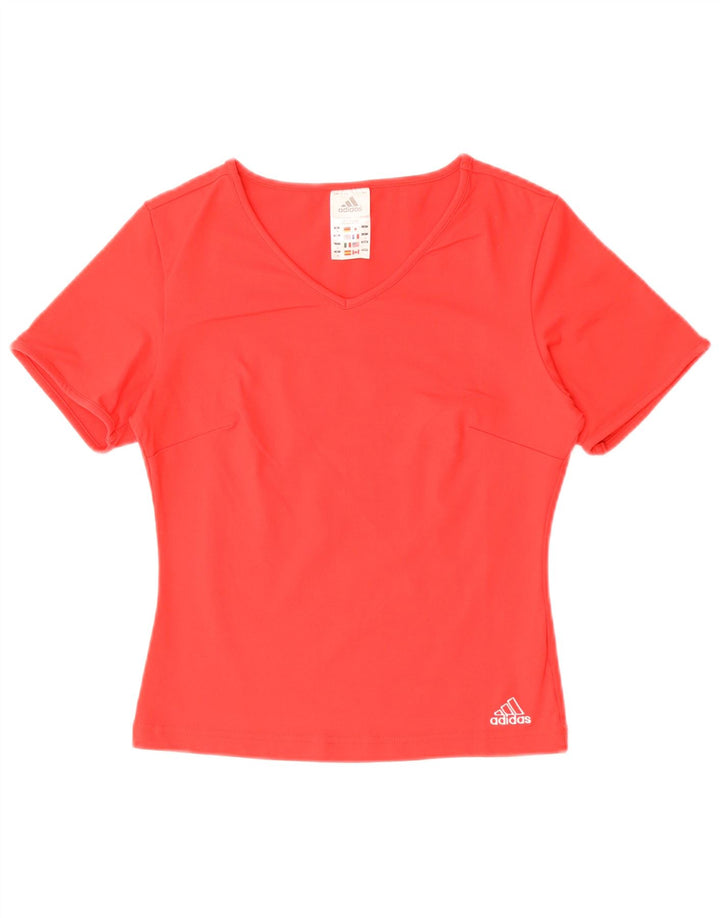 Adidas T-Shirt Femme Top UK 12 Rouge Moyen Polyester
