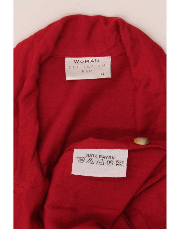 H&M Robe chemise à manches courtes pour femme IT 42 Rayonne rouge moyen