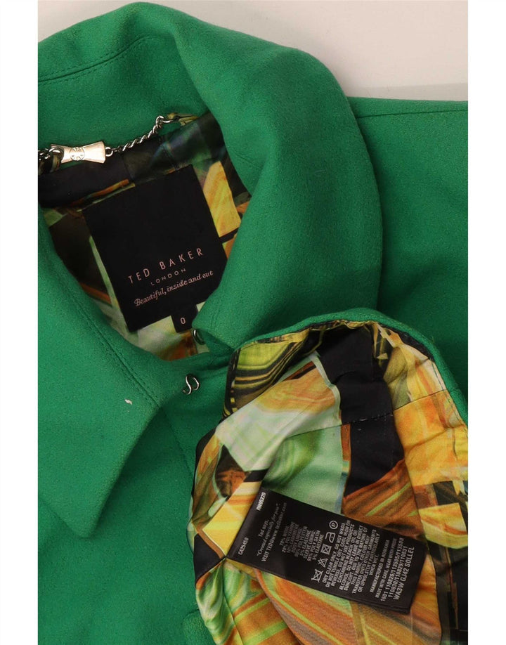 Ted Baker Veste Blazer Femme Taille 0 2XS Laine Verte