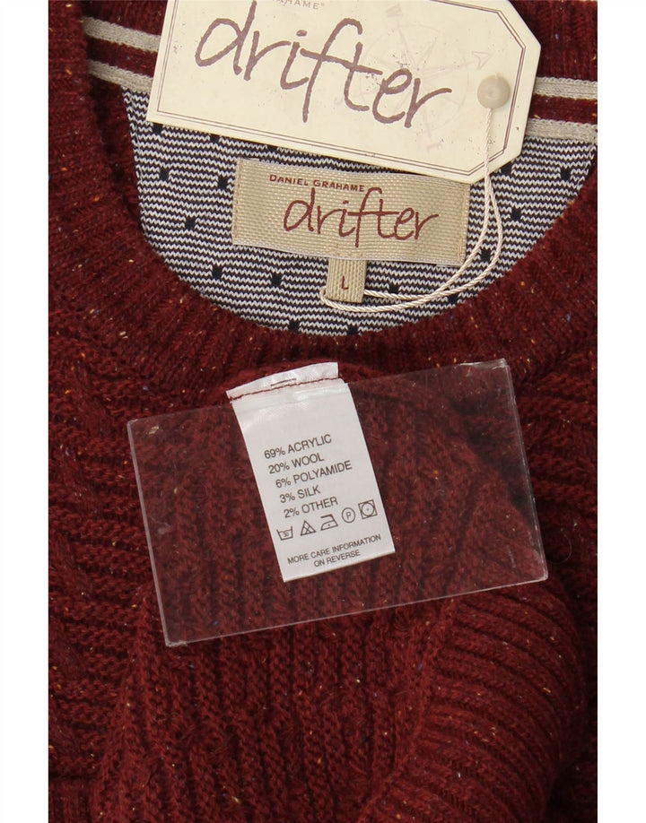 DANIEL GRAHAME Pull Drifter à col rond pour homme - Grand bordeaux