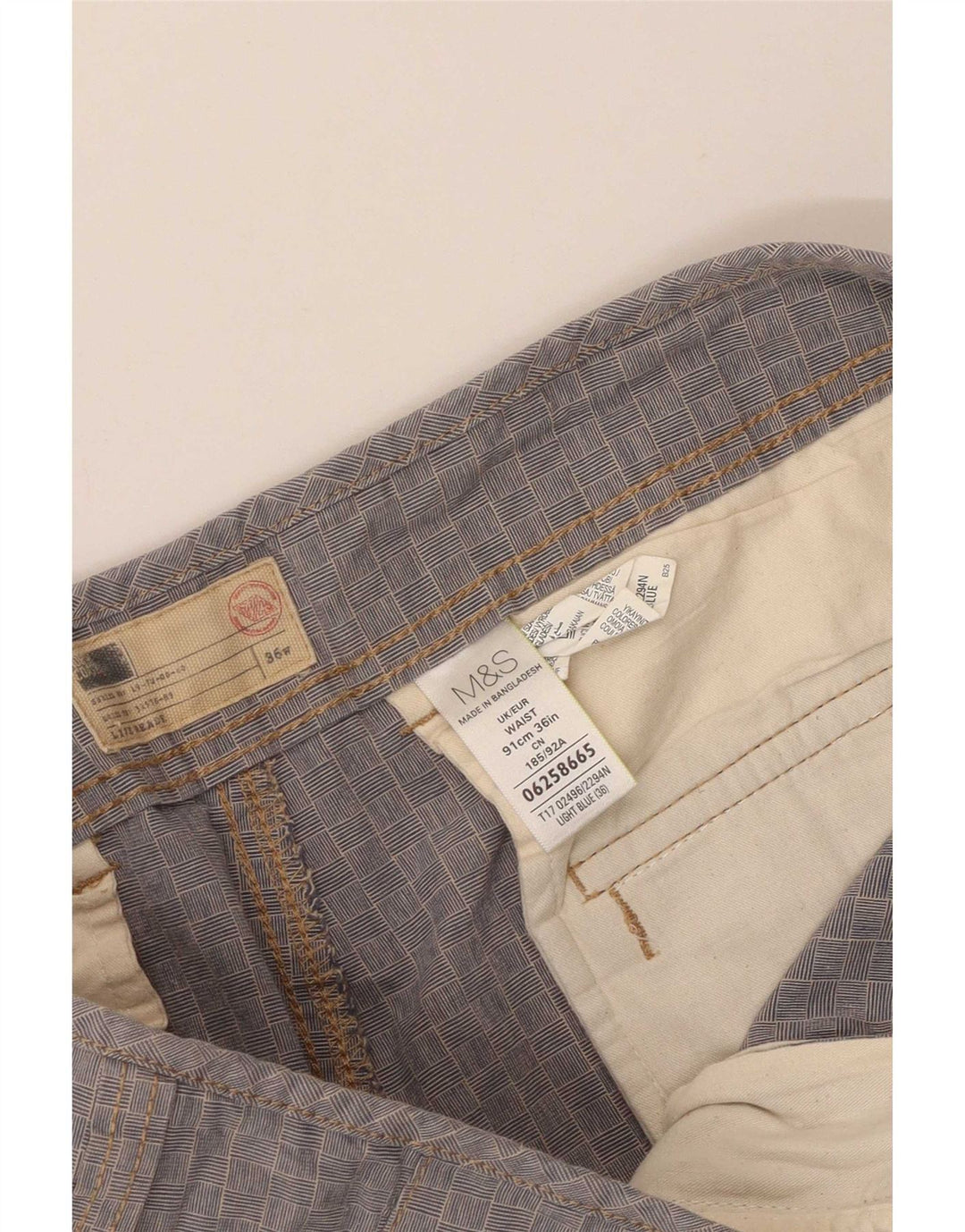 Marks & Spencer Short cargo pour homme Large W36 en coton à carreaux bleu