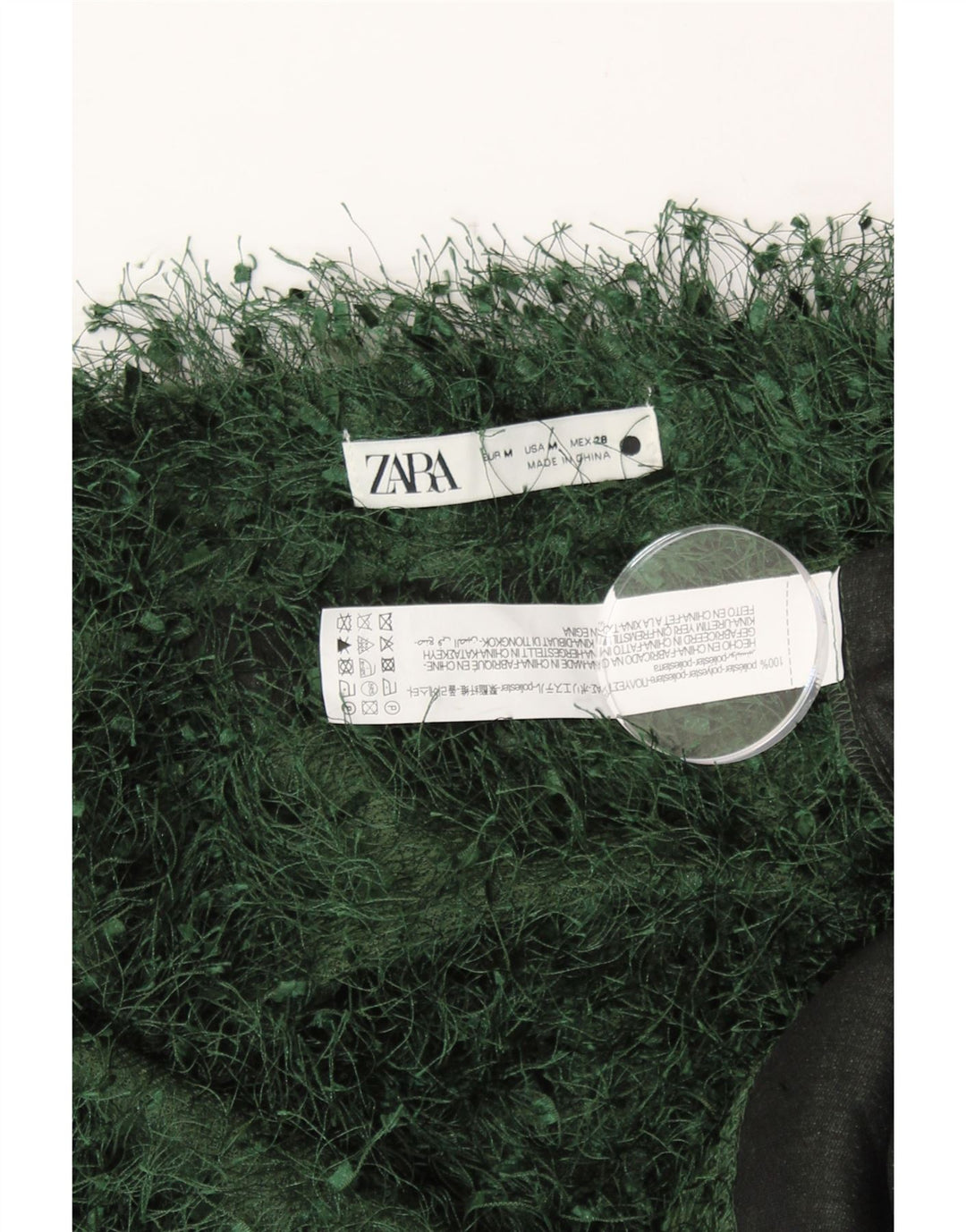 ZARA Femme Débardeur UK 14 Moyen Vert Polyester