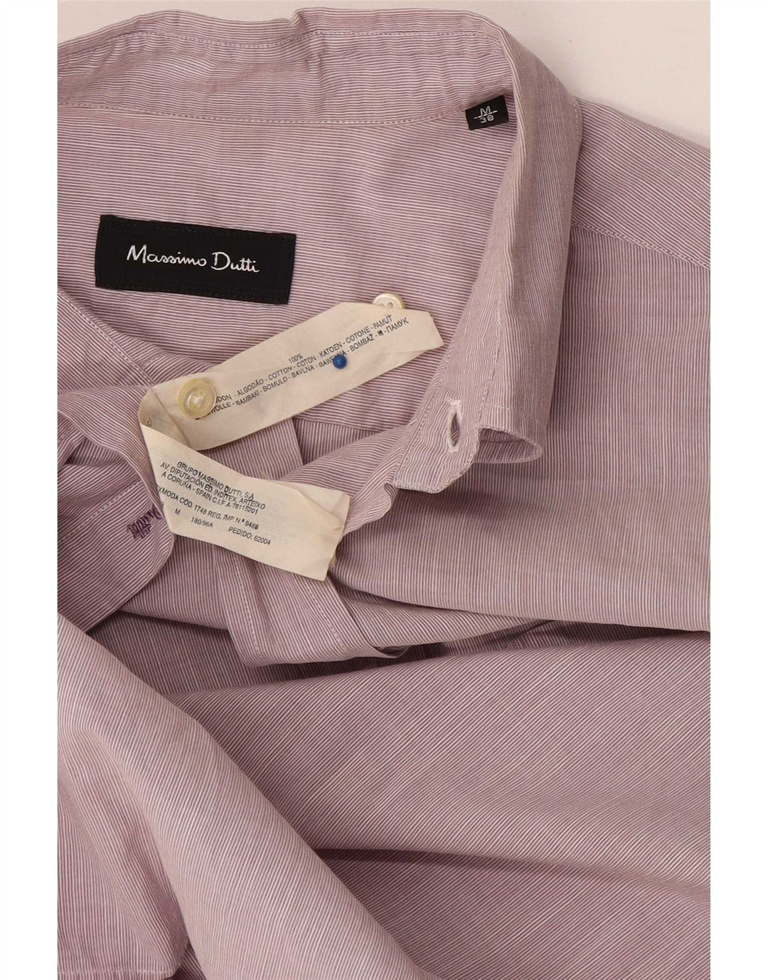 Massimo Dutti Chemise à manches courtes pour homme en coton à fines rayures rose moyen