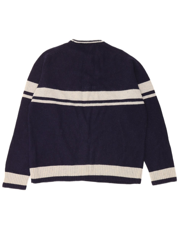 Ivy Oxford Pull à col rond pour homme XL en laine color block bleu marine