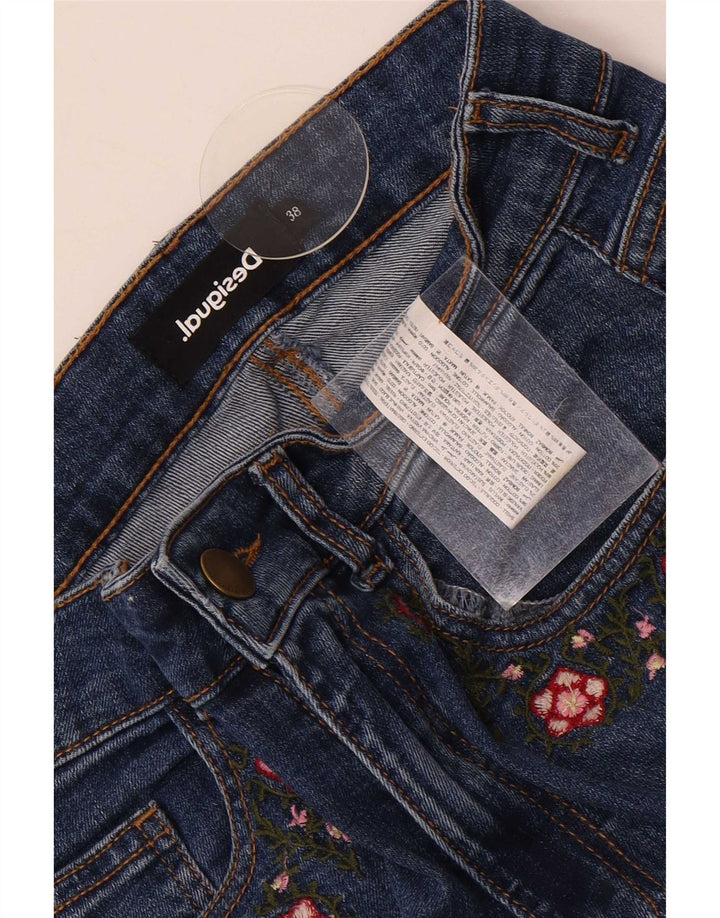 Desigual Jeans Bootcut Femme EU 38 Medium W28 L27 Bleu Floral Coton