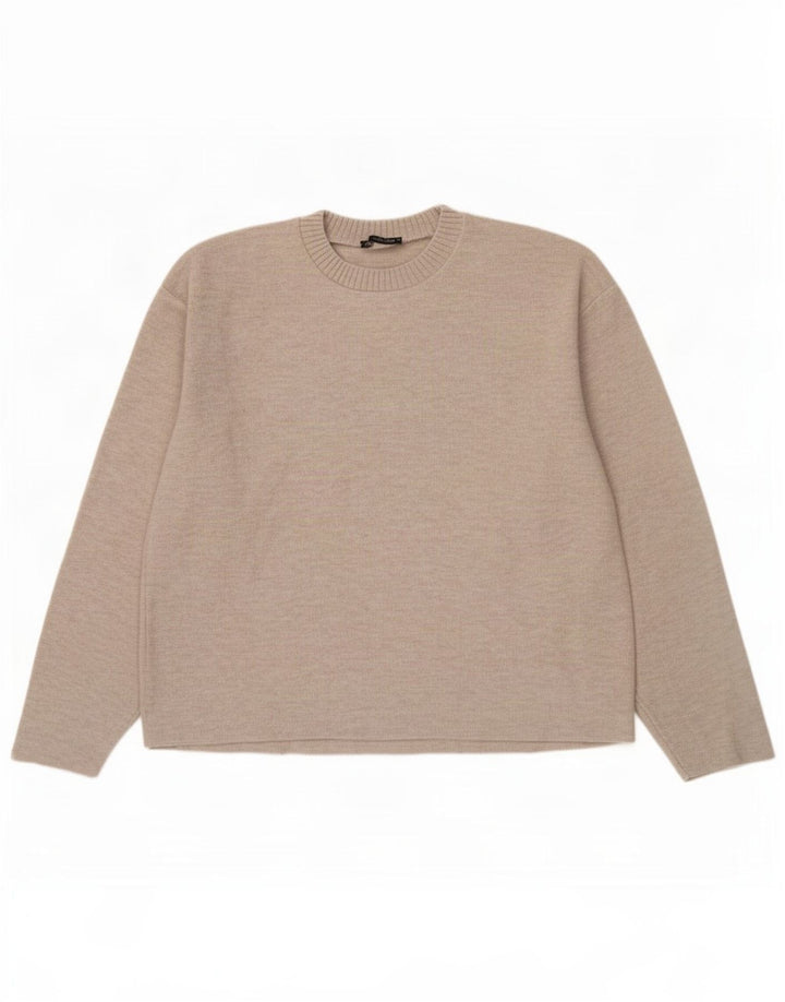 Zara Femme Chemisier Top UK 14 Polyester Beige Moyen