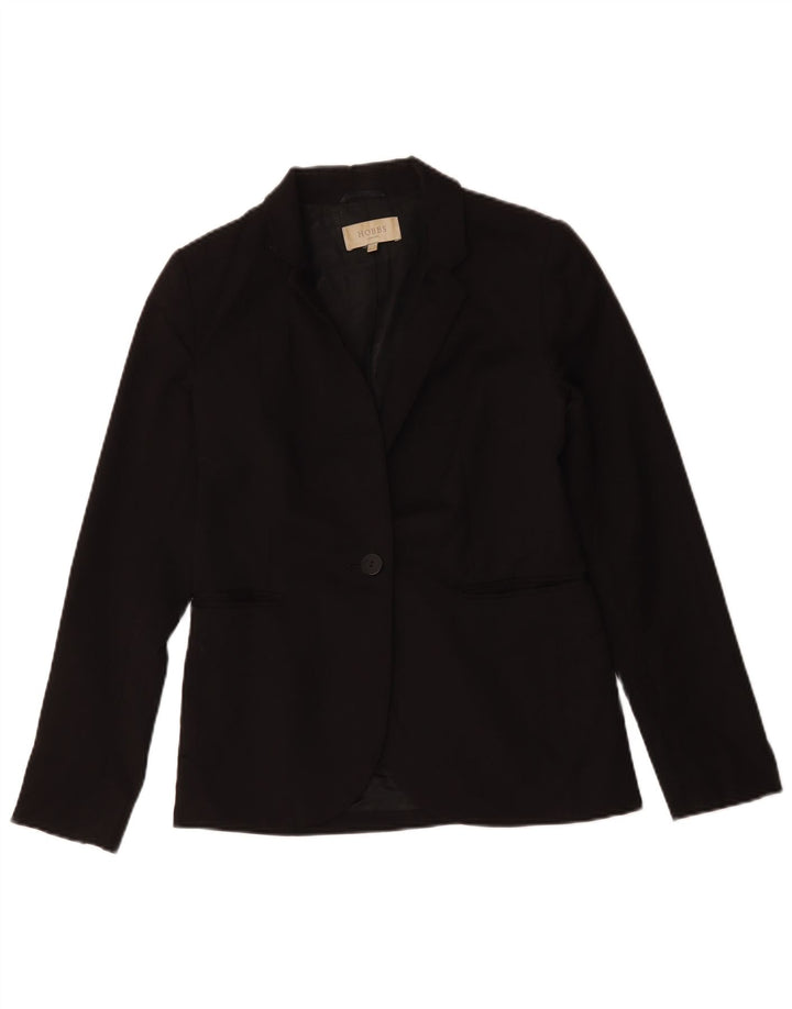 Hobbs Veste Blazer 1 Bouton Femme UK 8 Petite Laine Noire