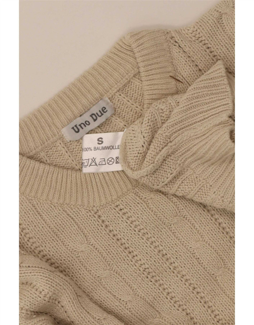 Uno Due Pull à col rond pour homme Petit coton beige