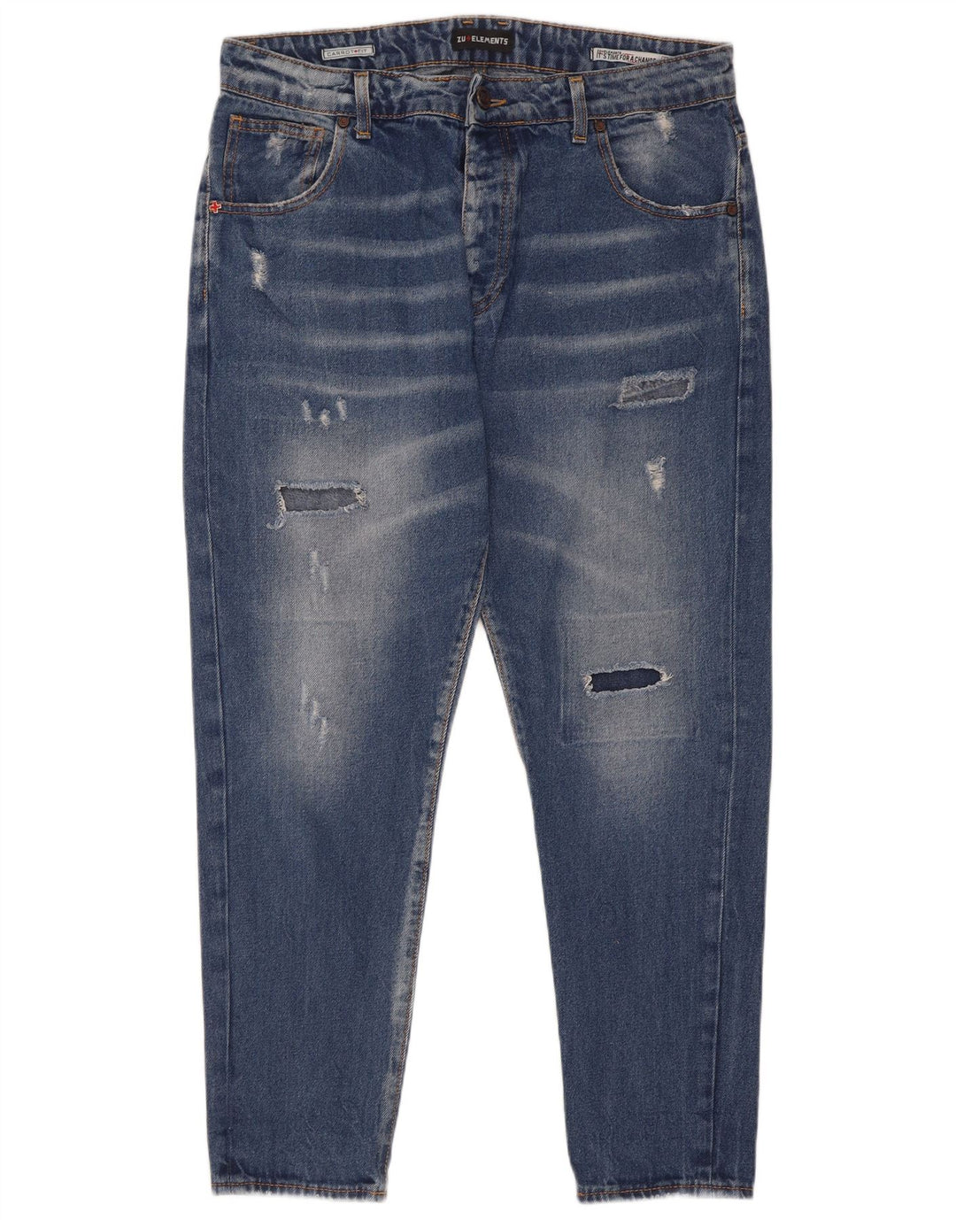 Zu Elements Jean slim carotte vieilli pour homme W32 L28 en coton bleu