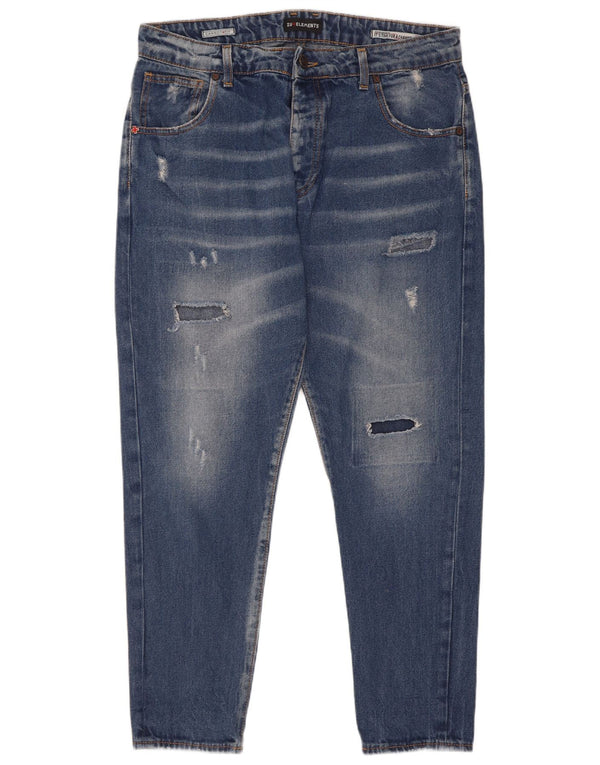 Zu Elements Jean slim carotte vieilli pour homme W32 L28 en coton bleu