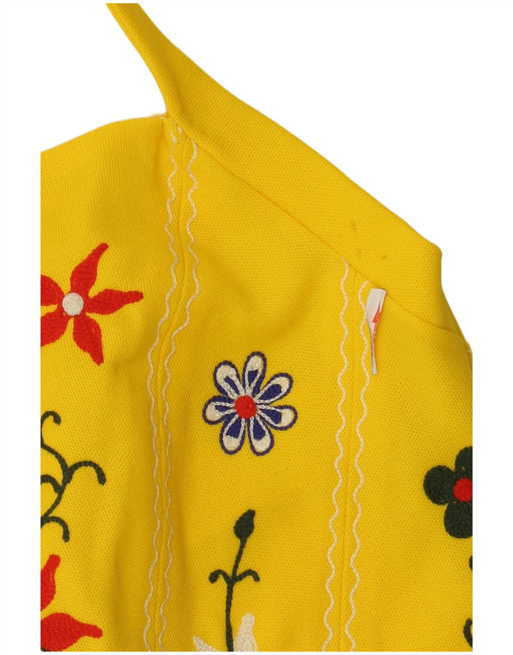 Robe Halter Femme Vintage IT 42 Floral Jaune Moyen