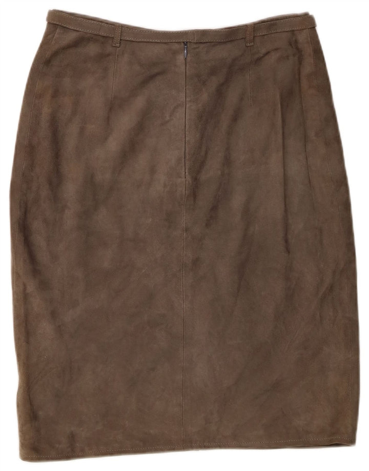 jupe en daim femme vintage IT 44 Medium W26 Cuir Kaki