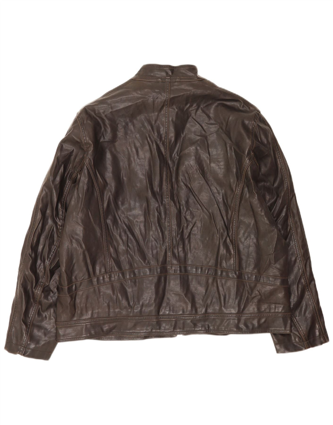 BKE Veste en simili cuir pour homme UK 44 2XL Marron Polyvinyle