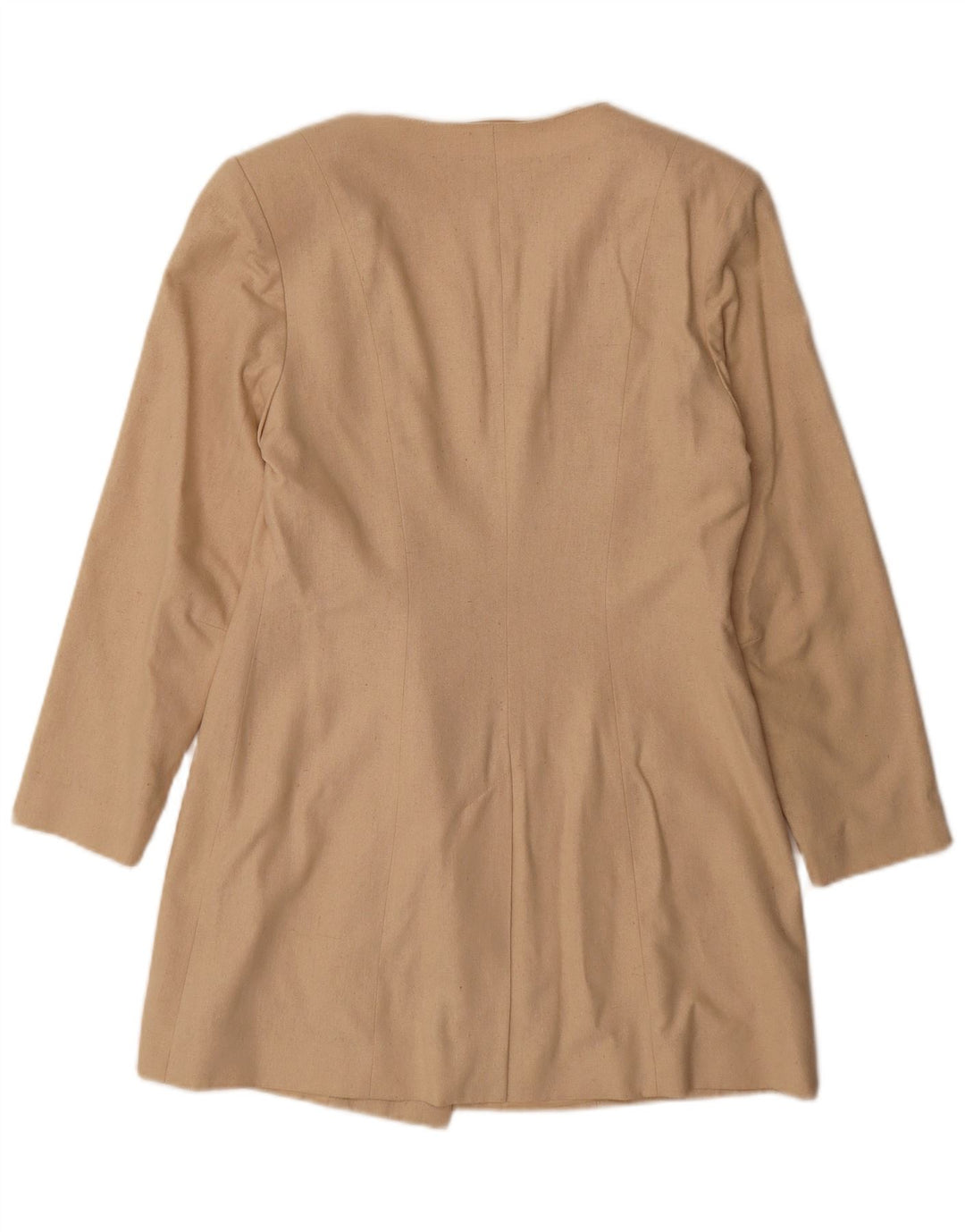 vintage Femme Longline 1 Bouton Blazer Veste UK 10 Petite Soie Beige