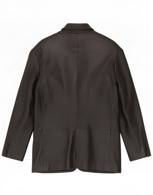Kartel Veste blazer en cuir à 3 boutons pour homme UK 40 Large Noir