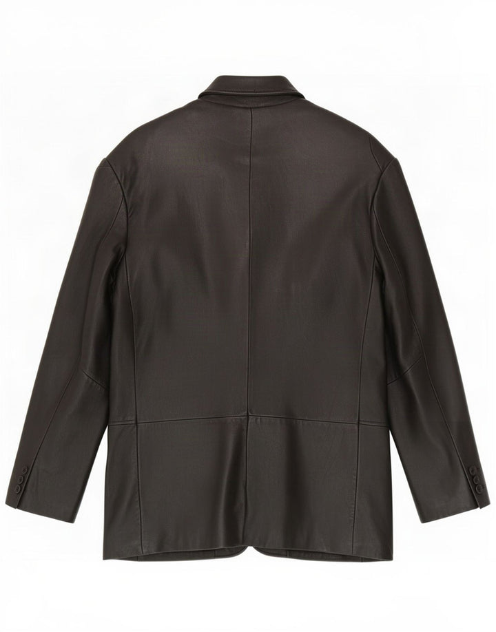 Kartel Veste blazer en cuir à 3 boutons pour homme UK 40 Large Noir