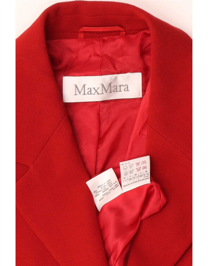 Max Mara Veste blazer à 3 boutons pour femme UK 8 Petite laine rouge