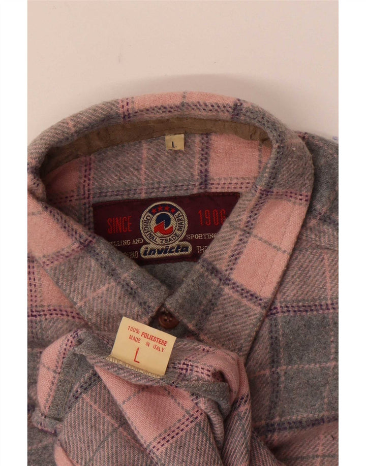 Invicta Chemise en flanelle pour homme à grands carreaux roses en polyester