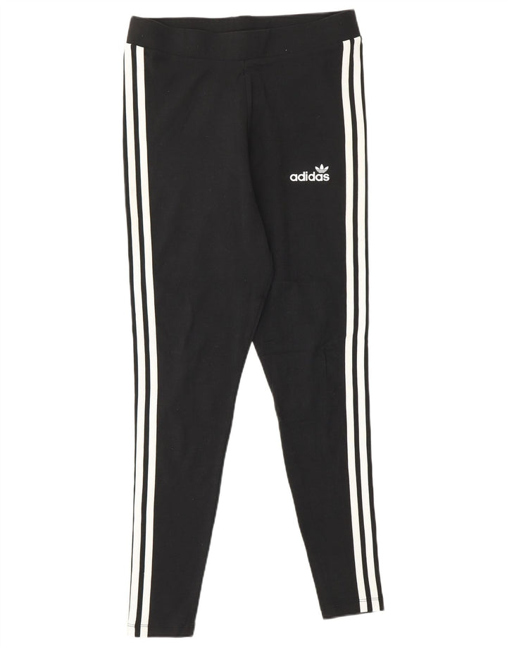 Adidas Leggings Femme UK 14 Coton Rayé Noir Moyen