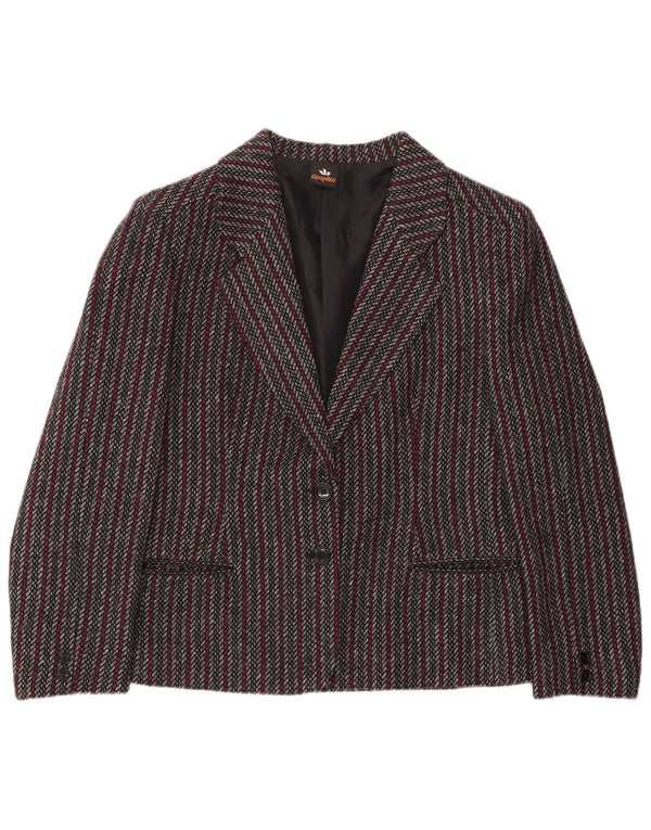 ELENA MIRO Veste blazer 2 boutons pour femme UK 14 Large Gris Rayé