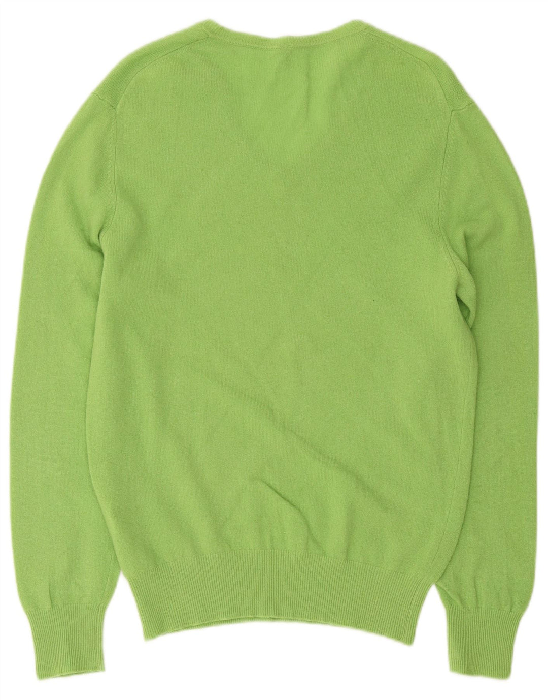 Benetton Pull Col V Femme UK 44 Laine Vert Moyen