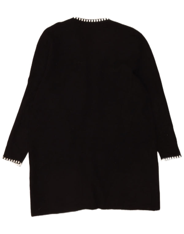 Zara Womens Longline Open Cardigan Pull UK 14 Moyen Noir Viscose