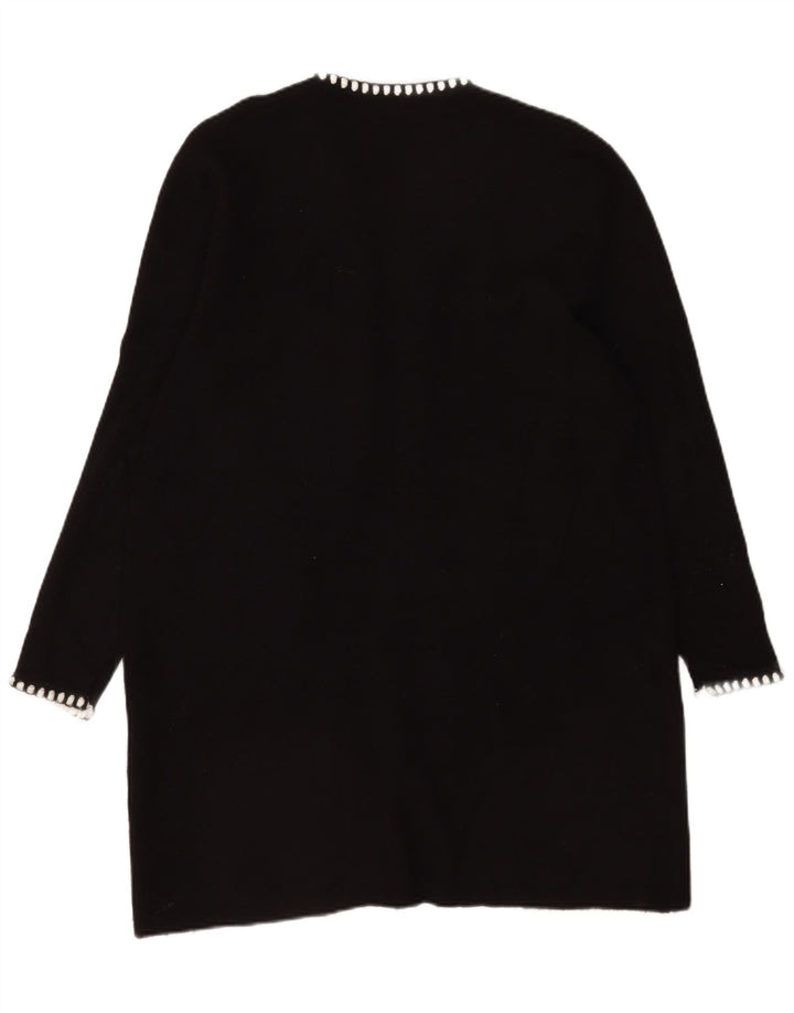 Zara Womens Longline Open Cardigan Pull UK 14 Moyen Noir Viscose