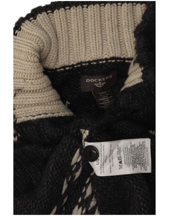 Dockers Pull à col boutonné pour homme, grand, gris, Fair Isle, acrylique