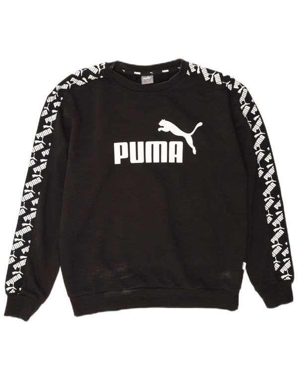 Puma Sweat-shirt surdimensionné graphique pour femme UK 6 XS Coton noir