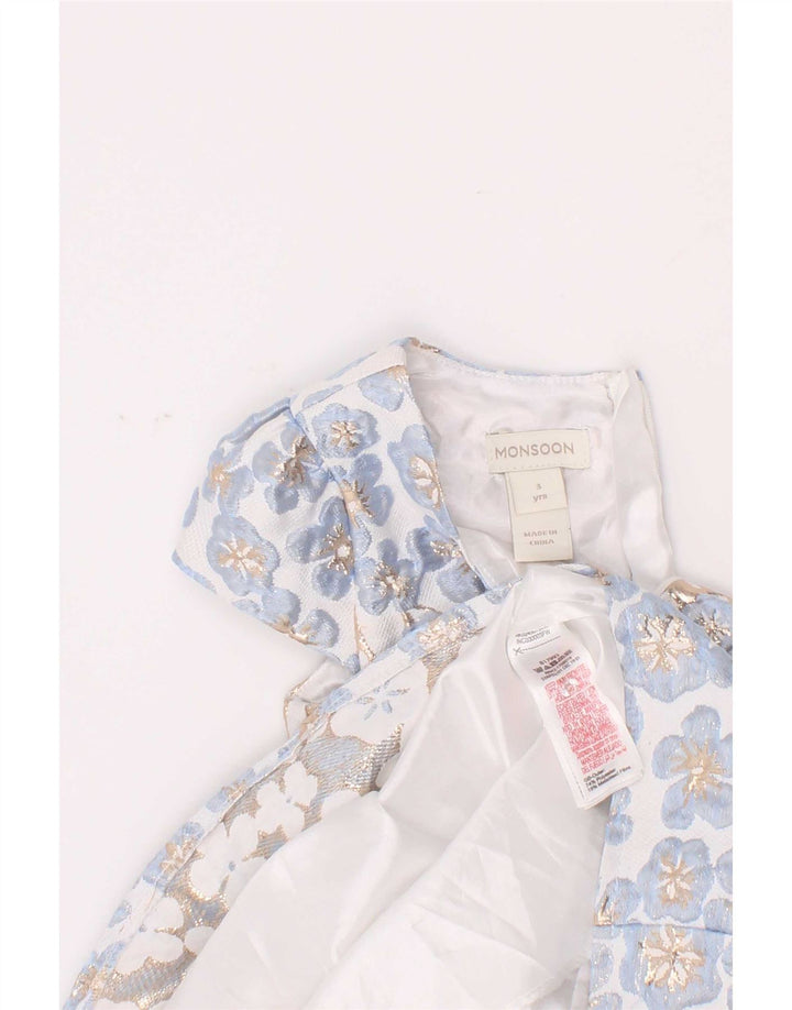 Monsoon Robe de Princesse Fille 2-3 ans Blanc Floral Polyester