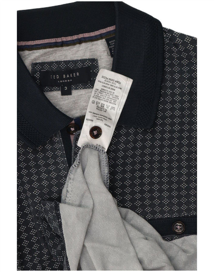 Ted Baker Polo Homme Taille 3 Bleu Marine Moyen Géométrique